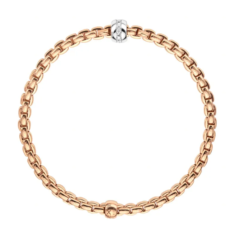 Fope Eka Tiny 18ct Rose Gold 0.07ct Diamond Bracelet sold by Jura Watches