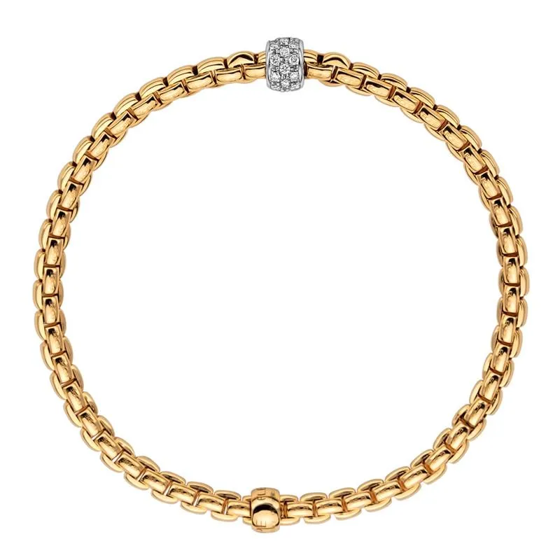Fope Eka Tiny 18ct Yellow Gold 0.19ct Diamond Bracelet sold by Jura Watches