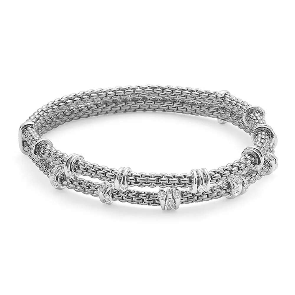 Fope Flex'it Prima 18ct White Gold 0.37ct Diamond Two Row Bracelet sold by Jura Watches