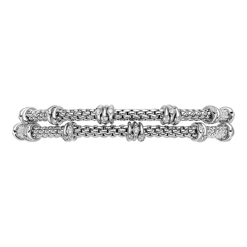 Fope Flex'it Prima 18ct White Gold 0.37ct Diamond Two Row Bracelet sold by Jura Watches product image thumbnail 5