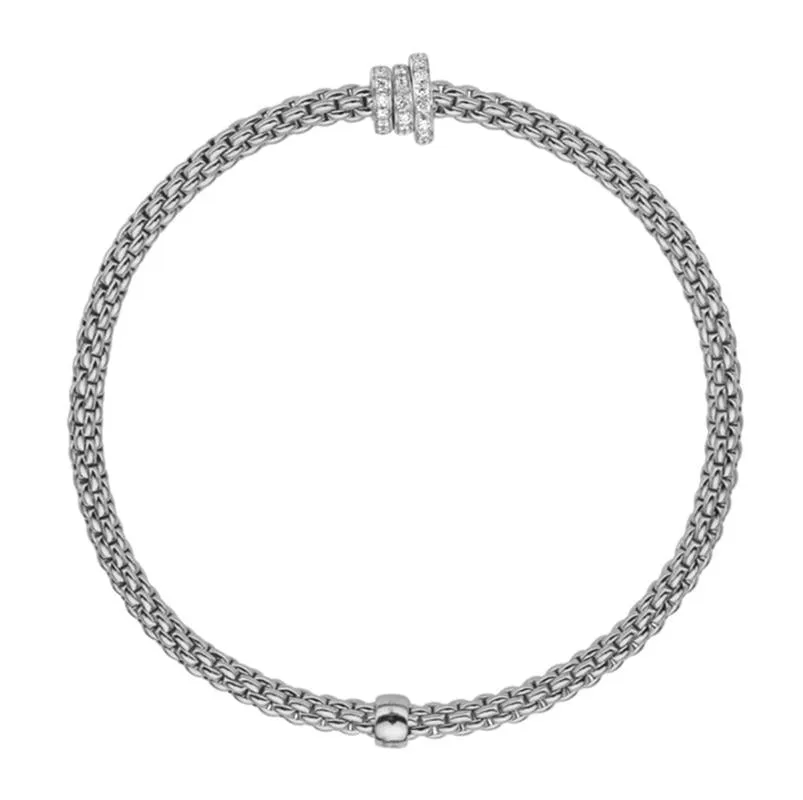 Fope Flex'it Prima 18ct White Gold 0.31ct Diamond Bracelet sold by Jura Watches