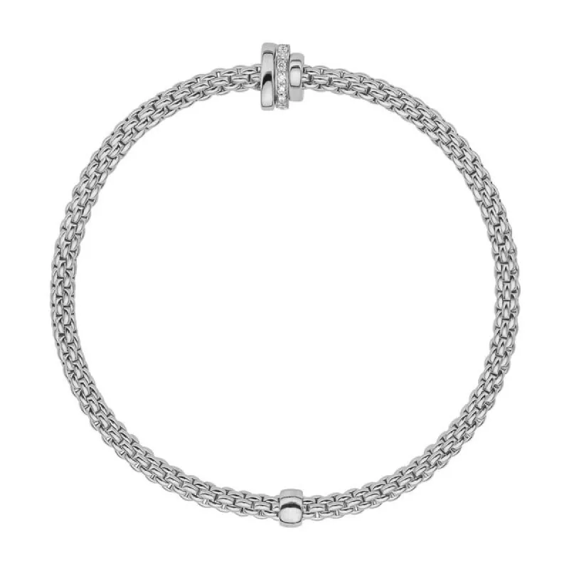 Fope Flex'it Prima 18ct White Gold 0.10ct Diamond Bracelet sold by Jura Watches