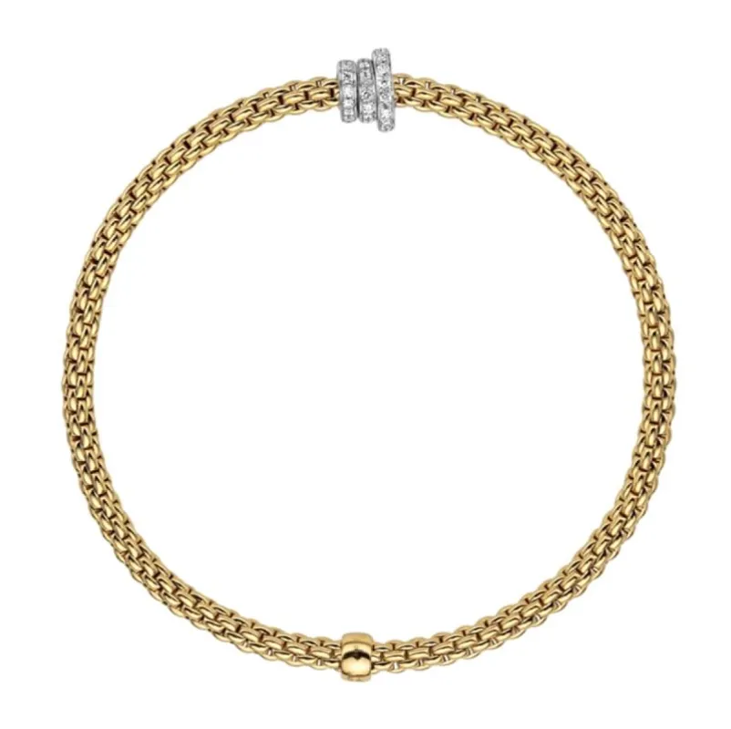 Fope Flex'it Prima 18ct Yellow Gold 0.31ct Diamond Bracelet sold by Jura Watches