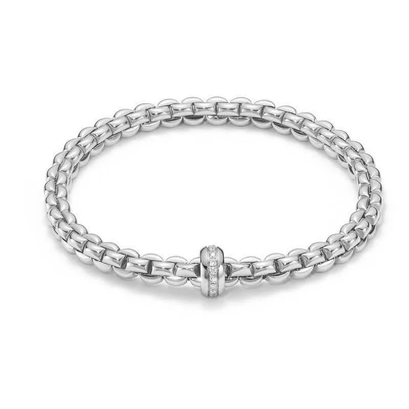 Fope Flex'It Eka 18ct White Gold 0.15ct Diamond Bracelet sold by Jura Watches