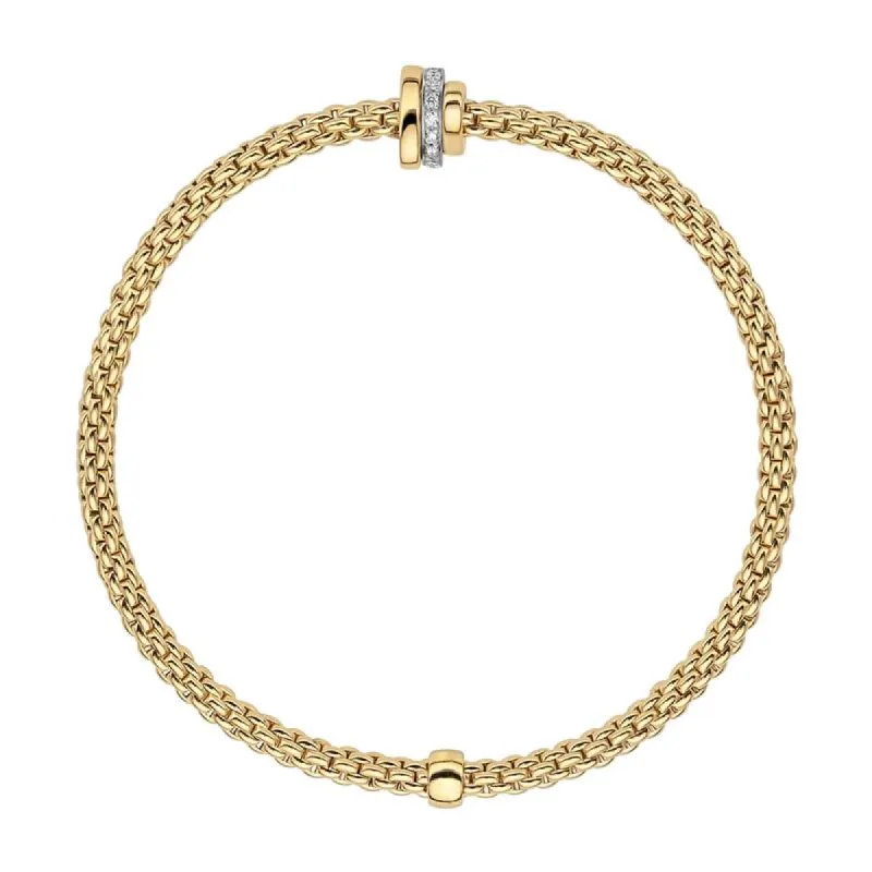Fope Flex'it Prima 18ct Yellow Gold 0.10ct Diamond Bracelet sold by Jura Watches
