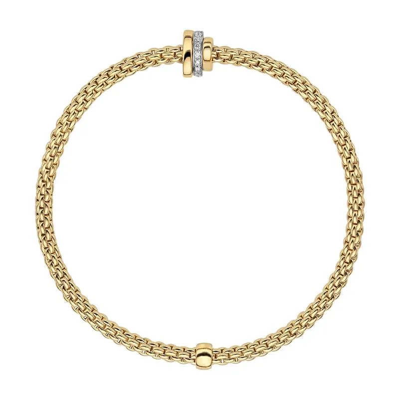 Fope Flex'it Prima 18ct Yellow Gold 0.10ct Diamond Bracelet sold by Jura Watches
