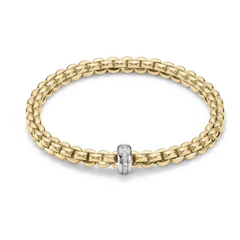 Fope Flex'It Eka 18ct Yellow Gold 0.15ct Diamond Bracelet sold by Jura Watches