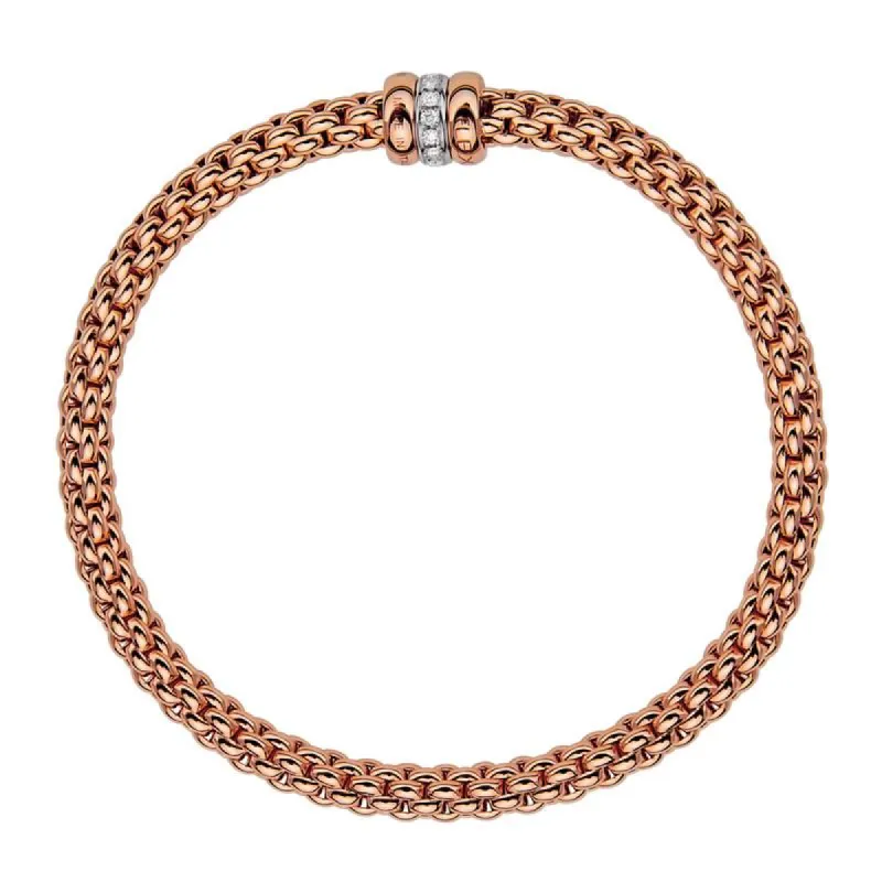 Fope Flex'it Solo 18ct Rose Gold 0.10ct Diamond Bracelet sold by Jura Watches