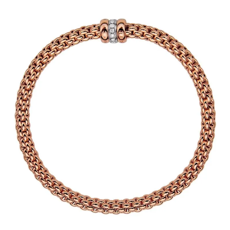 Fope Flex'it Solo 18ct Rose Gold 0.10ct Diamond Bracelet sold by Jura Watches