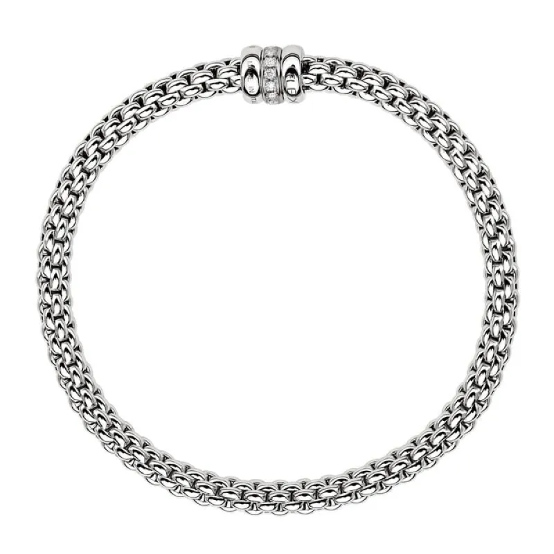 Fope Flex'it Solo 18ct White Gold 0.10ct Diamond Bracelet sold by Jura Watches