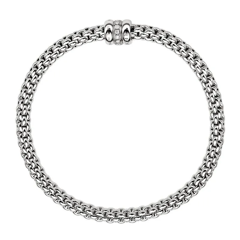 Fope Flex'it Solo 18ct White Gold 0.10ct Diamond Bracelet sold by Jura Watches