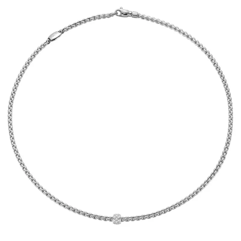 Fope Eka Tiny 18ct White Gold 0.19ct Diamond Necklace sold by Jura Watches