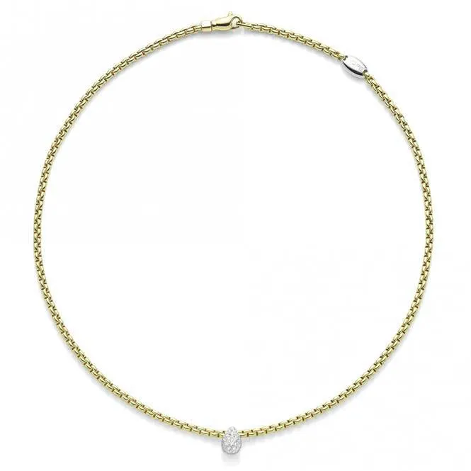Fope Eka Tiny 18ct Yellow Gold 0.27ct Diamond Pear Necklace sold by Jura Watches