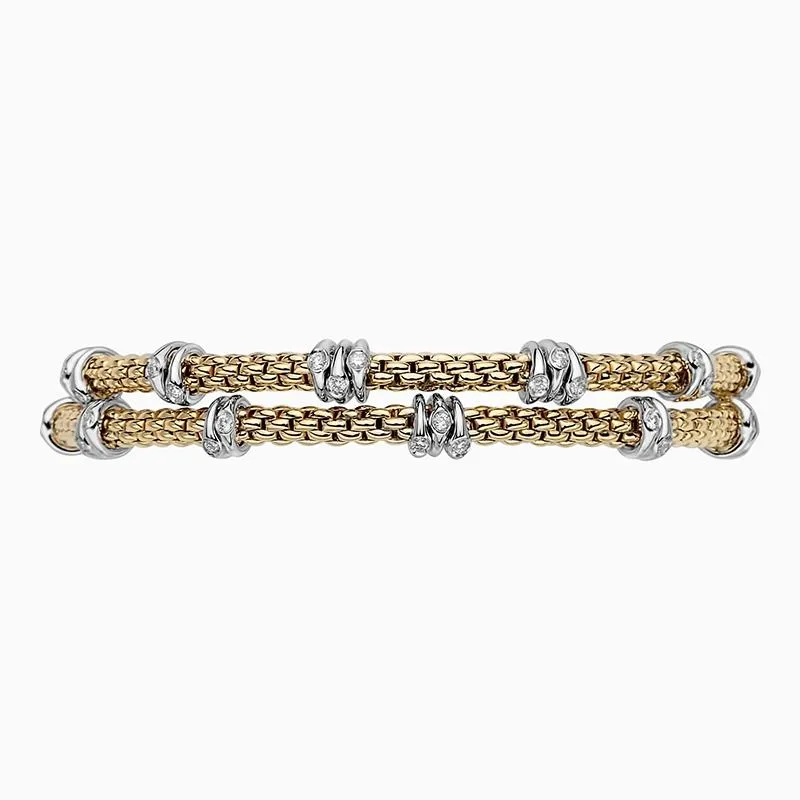 Fope Flex'it Prima 18ct Yellow Gold 0.37ct Diamond Two Row Bracelet sold by Jura Watches product image thumbnail 3