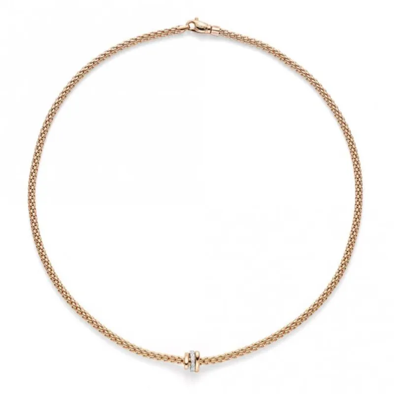 Fope Flex'It Prima 18ct Rose Gold Diamond 43cm Necklace sold by Jura Watches
