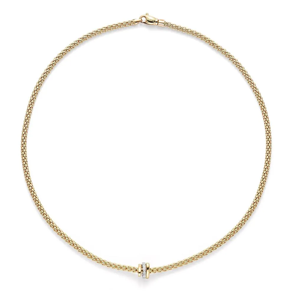 Fope Flex'It Prima 18ct Yellow Gold Diamond 43cm Necklace sold by Jura Watches