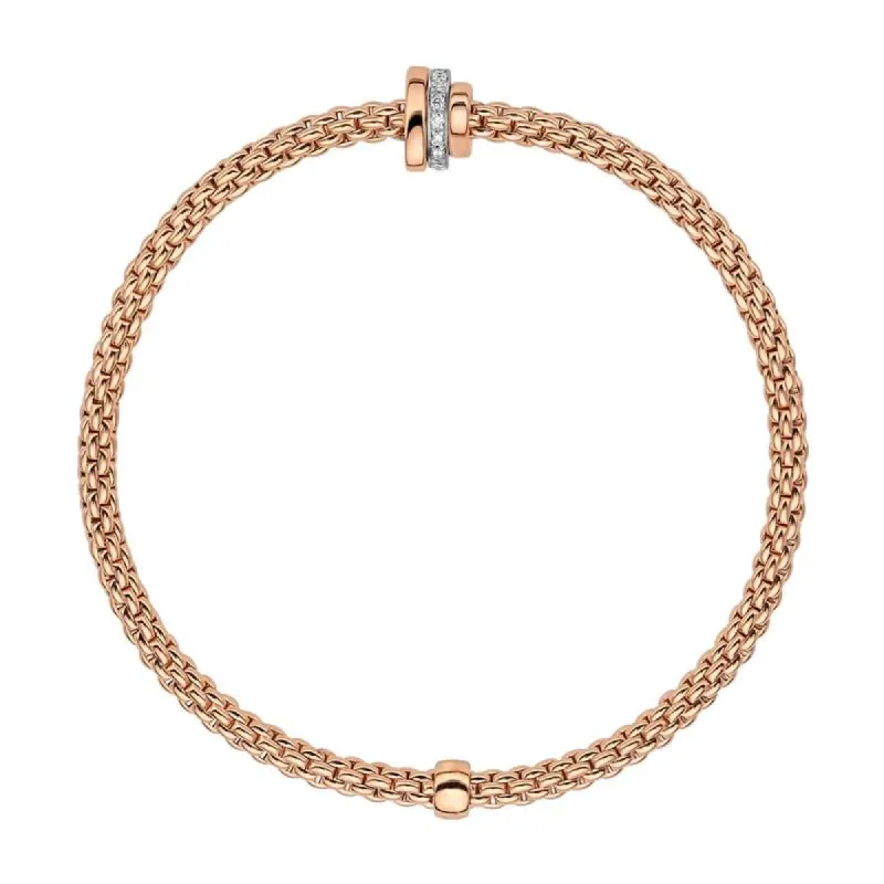 Fope Flex'it Prima 18ct Rose Gold 0.10ct Diamond Bracelet sold by Jura Watches