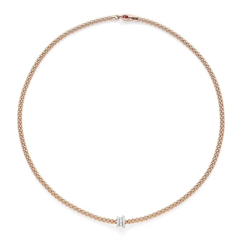 Fope Flex'It Prima 18ct Rose Gold 0.31ct Diamond 43cm Necklace sold by Jura Watches
