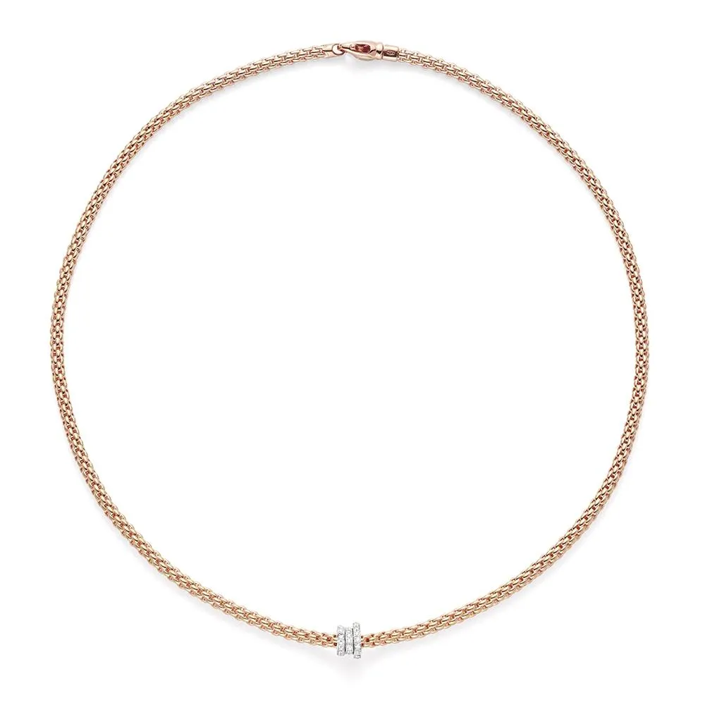 Fope Flex'It Prima 18ct Rose Gold 0.31ct Diamond 43cm Necklace sold by Jura Watches