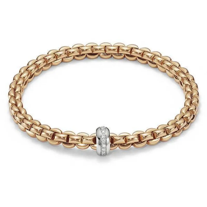 Fope Flex'It Eka 18ct Rose Gold 0.15ct Diamond Bracelet sold by Jura Watches