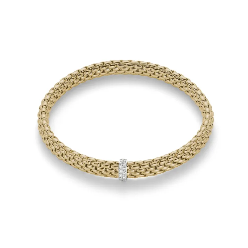Fope Flex'It Vendome 18ct Yellow Gold 0.10ct Diamond Bracelet sold by Jura Watches