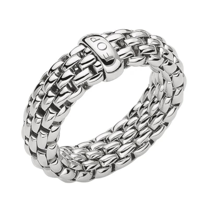 Fope Flex'it Essentials 18ct White Gold Medium Wide Ring sold by Jura Watches