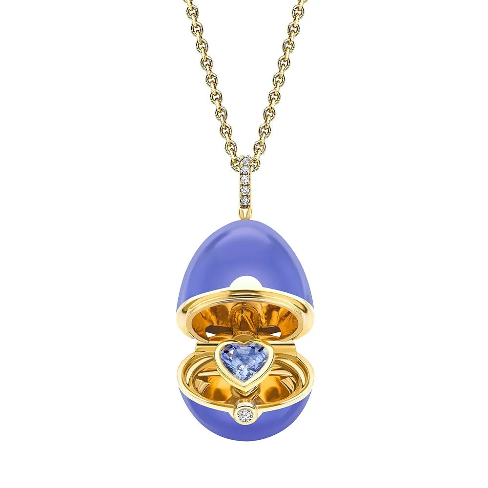 Faberge Essence 18ct Yellow Gold Diamond Sapphire Blue Lacquer Heart Surprise Locket sold by Jura Watches