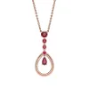 Faberge Colours of Love 18ct Rose Gold Ruby Fluted Teardrop Pendant sold by Jura Watches