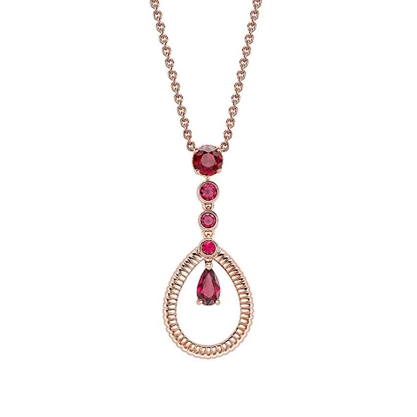 Faberge Colours of Love 18ct Rose Gold Ruby Fluted Teardrop Pendant sold by Jura Watches product image thumbnail 2