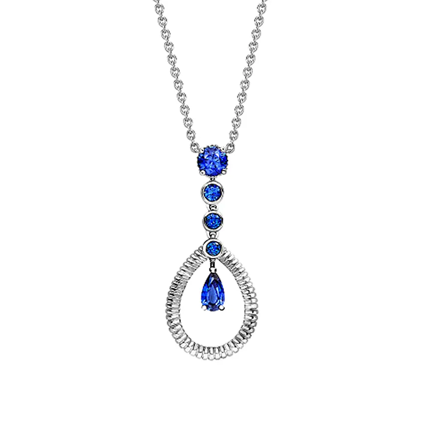 Faberge Colours of Love 18ct White Gold Sapphire Fluted Teardrop Pendant sold by Jura Watches product image thumbnail 2