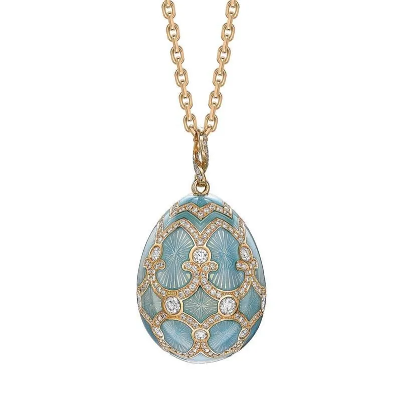 Faberge Palais Tsarskoye Selo Yellow Gold Diamond Turquoise Large Pendant sold by Jura Watches