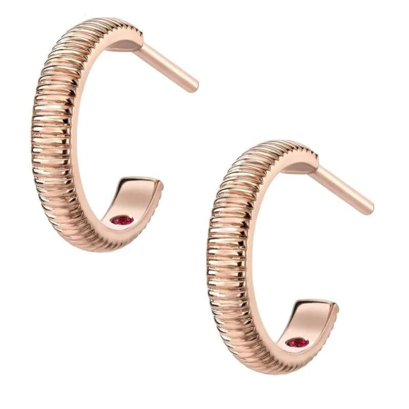 Faberge Colours of Love 18ct Rose Gold Fluted Hoop Earrings sold by Jura Watches