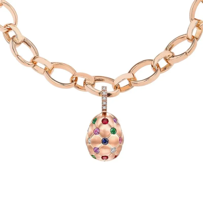 Faberge Treillage 18ct Rose Gold Multi Coloured Brushed Charm sold by Jura Watches