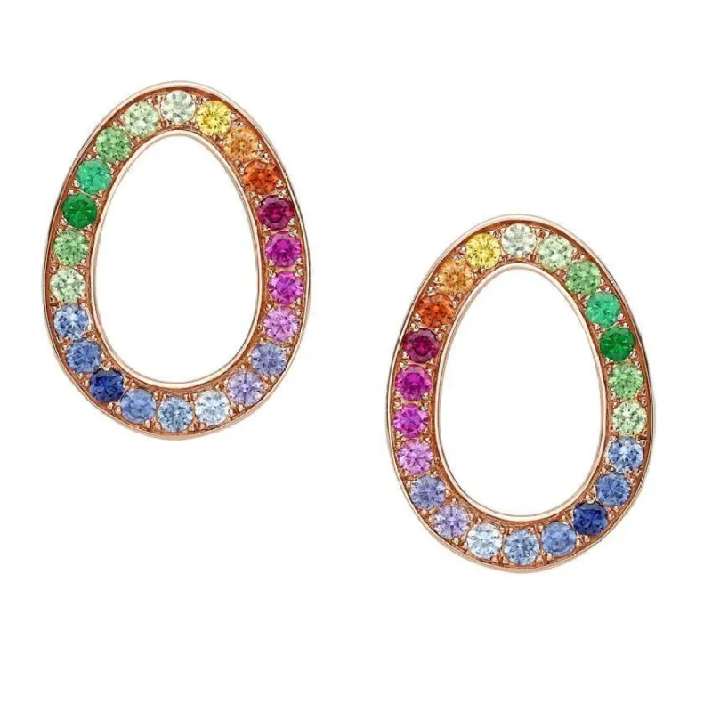 Faberge Colours of Love Sasha 18ct Rose Gold Rainbow Gemstone Egg Earrings sold by Jura Watches