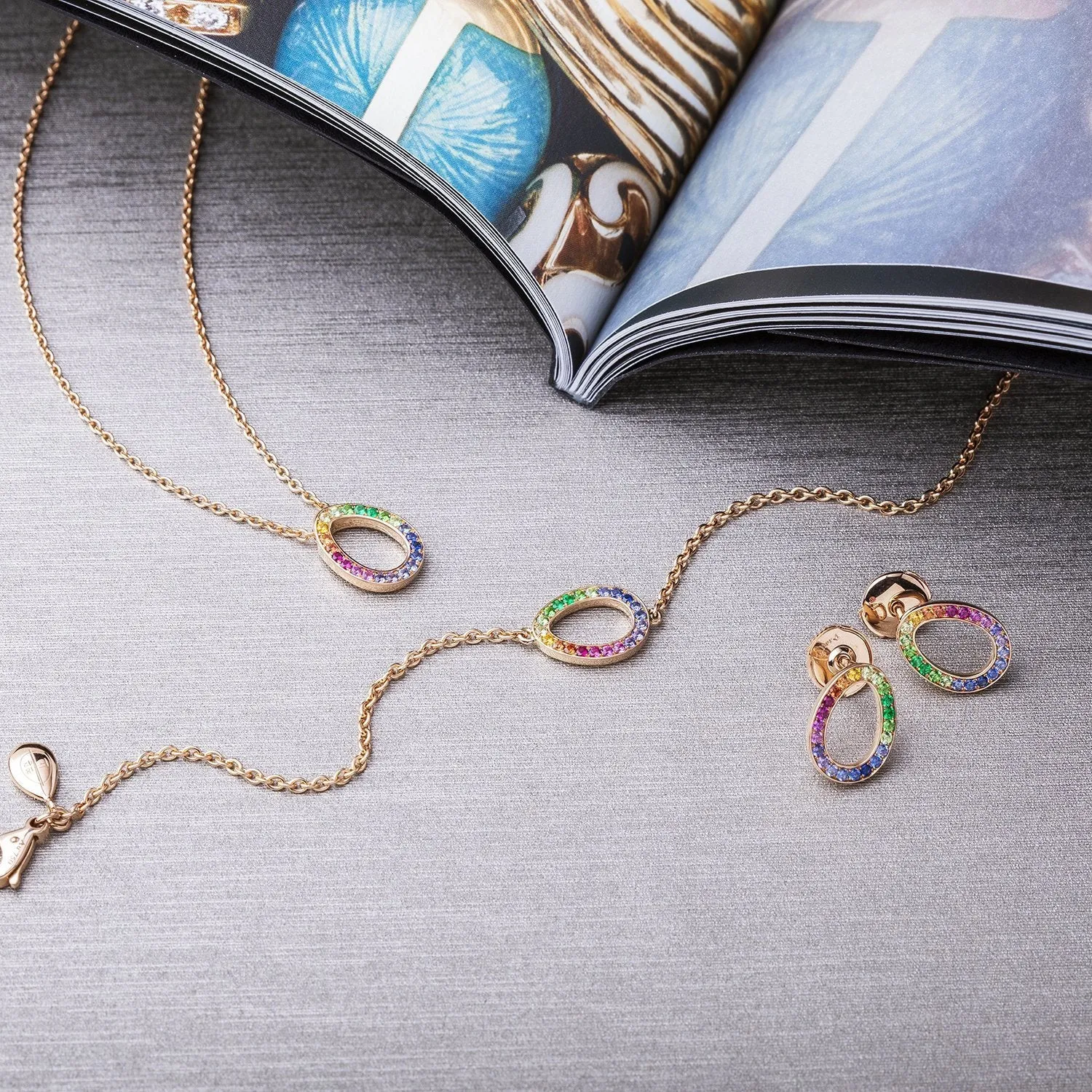 Faberge Colours of Love Sasha 18ct Rose Gold Rainbow Gemstone Egg Necklace sold by Jura Watches product image thumbnail 3