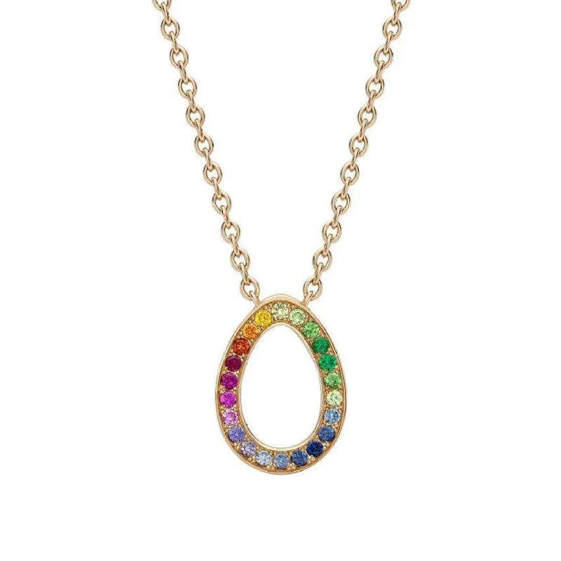 Faberge Colours of Love Sasha 18ct Rose Gold Rainbow Gemstone Egg Necklace sold by Jura Watches