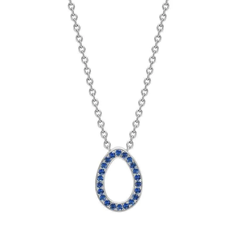 Faberge Colours of Love Sasha 18ct White Gold Sapphire Egg Necklace sold by Jura Watches