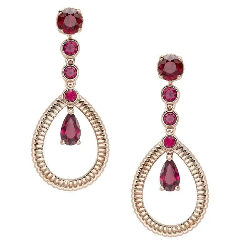 Faberge Colours of Love 18ct Rose Gold Ruby Fluted Teardrop Earrings sold by Jura Watches