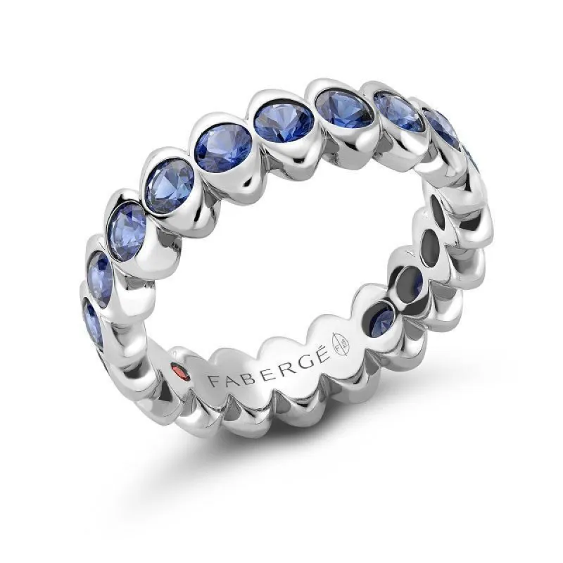 Faberge Colours of Love Cosmic Curve 18ct White Gold Sapphire Eternity Ring sold by Jura Watches