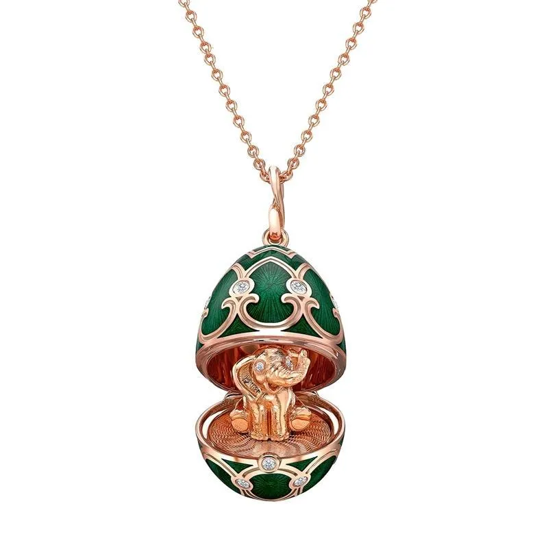 Faberge Palais Tsarskoye Selo Emerald Green Locket with Elephant Surprise sold by Jura Watches