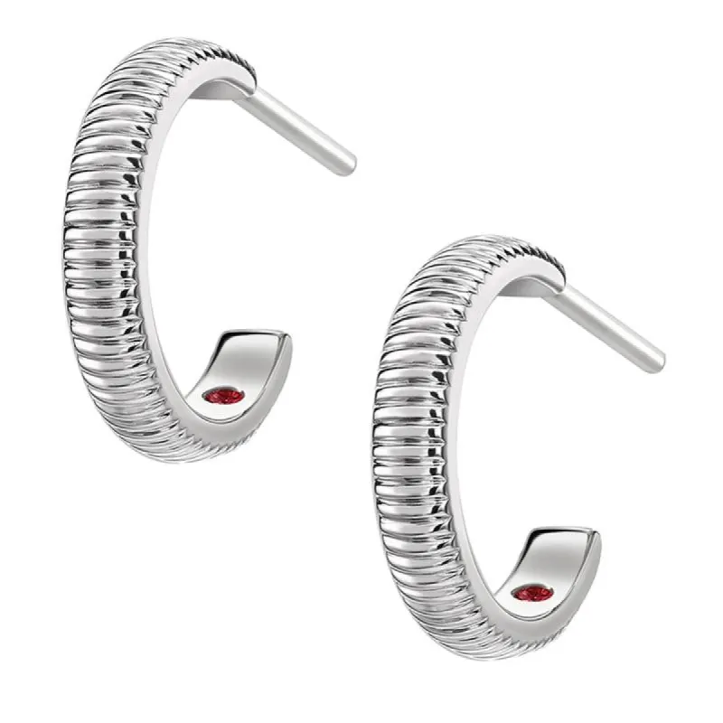 Faberge Colours of Love 18ct White Gold Fluted Hoop Earrings sold by Jura Watches