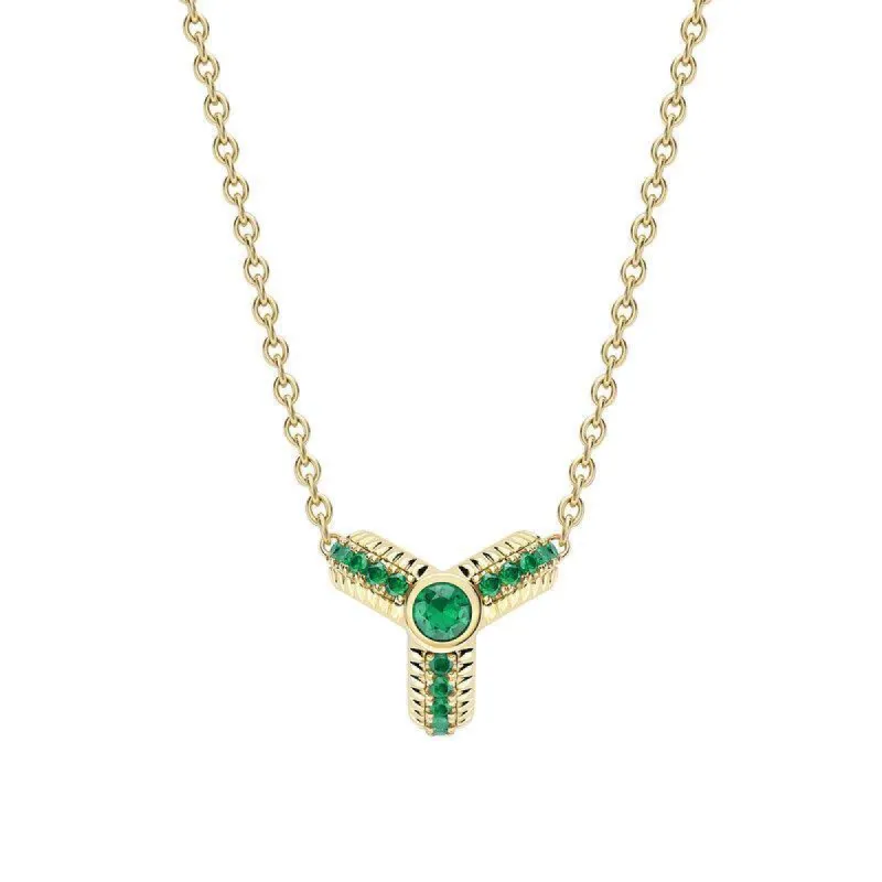 Faberge Colours of Love 18ct Yellow Gold Emerald Fluted Trio Necklace sold by Jura Watches