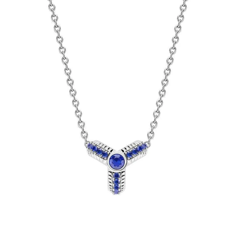 Faberge Colours of Love 18ct White Gold Sapphire Fluted Trio Necklace sold by Jura Watches