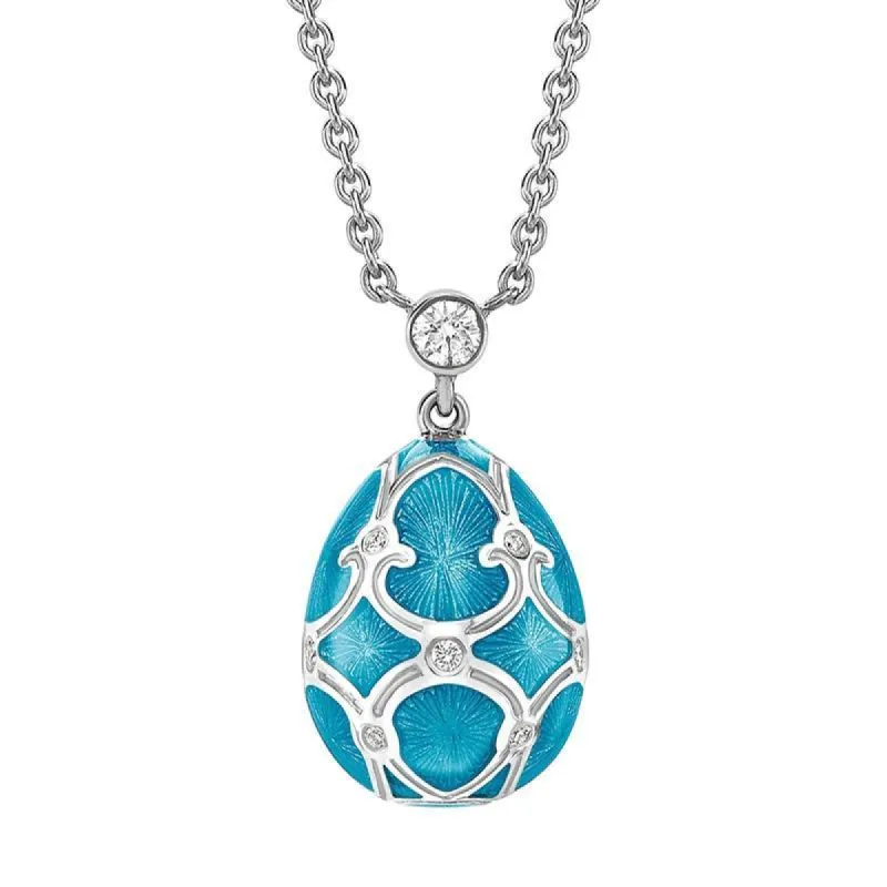Faberge Palais Yelagin 18ct White Gold Teal Small Pendant sold by Jura Watches