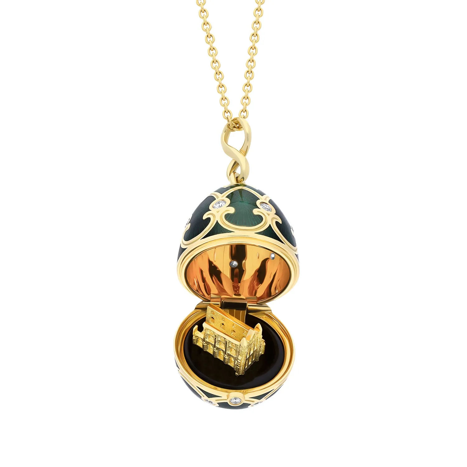Faberge Palais Tsarskoye Selo Yellow Gold Locket With Whitby Jet Surprise Limited Edition Locket sold by Jura Watches