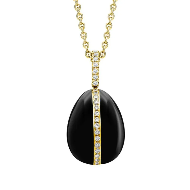 Faberge 18ct Yellow Gold Diamond Whitby Jet Pendant Limited Edition sold by Jura Watches