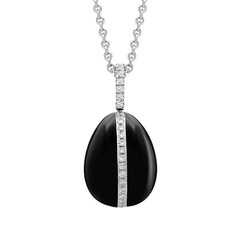 Faberge 18ct White Gold Diamond Whitby Jet Pendant Limited Edition sold by Jura Watches