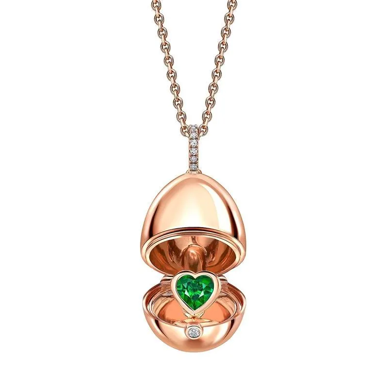 Faberge Imperial 18ct Rose Gold Emerald Diamond Heart Surprise Locket sold by Jura Watches