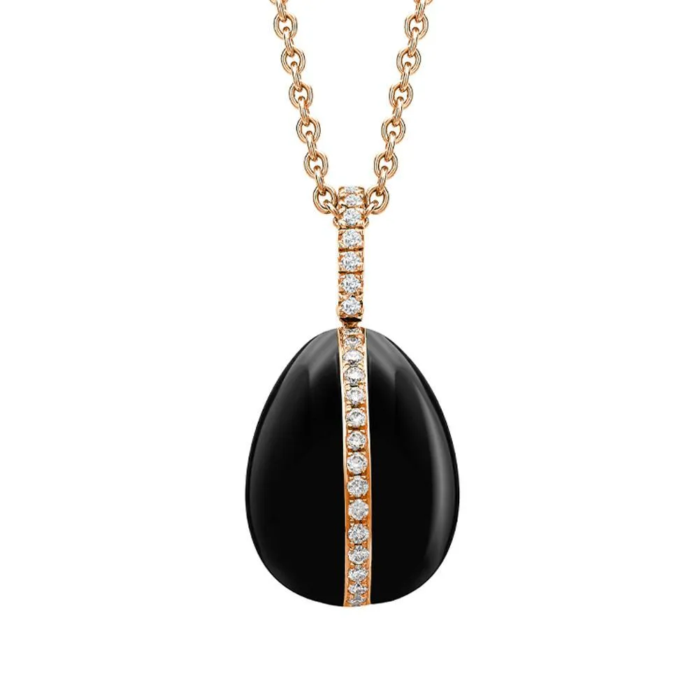 Faberge 18ct Rose Gold Diamond Whitby Jet Pendant Limited Edition sold by Jura Watches