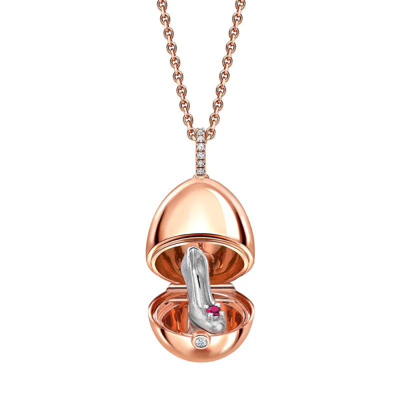 Faberge 18ct Rose Gold Diamond Bail Ruby Set Shoe Surprise Locket sold by Jura Watches